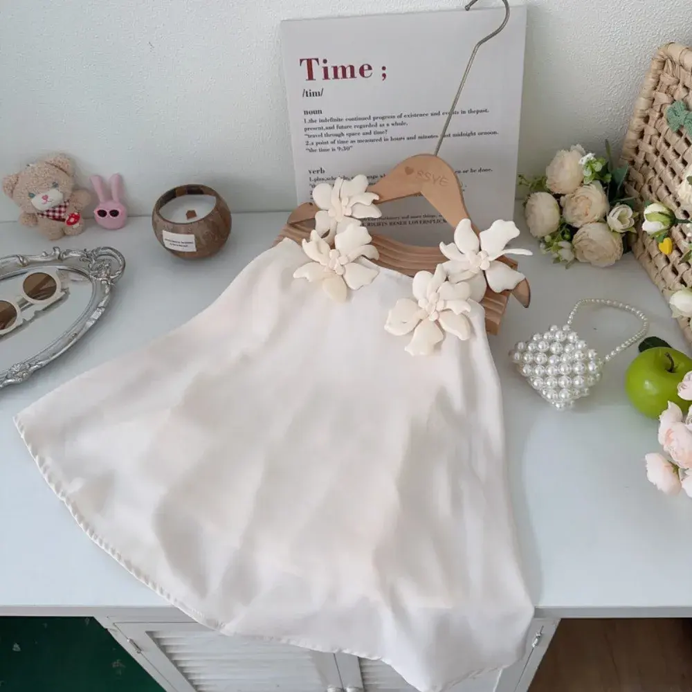 Bear Leader Summer 2-7 Years 3D Flower Birthday Wedding Princess Dress Korean Version Sling Party Clothes Girls Casual Outwear