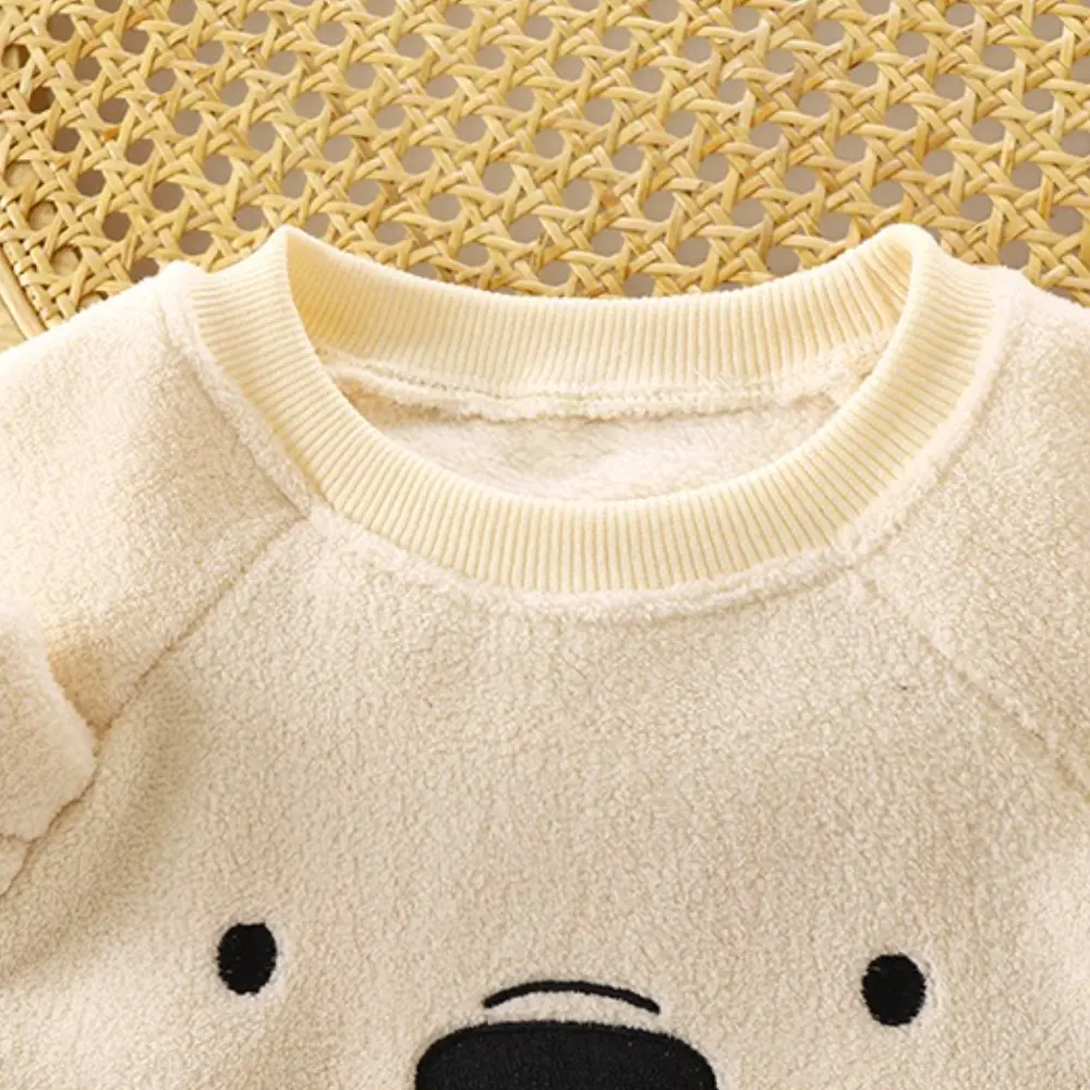 Bear Leader Autumn and Winter Girls Clothes Cartoon Bear Long Sleeve Plush Top+Color Blocked Pants Children's Home Pajama Set