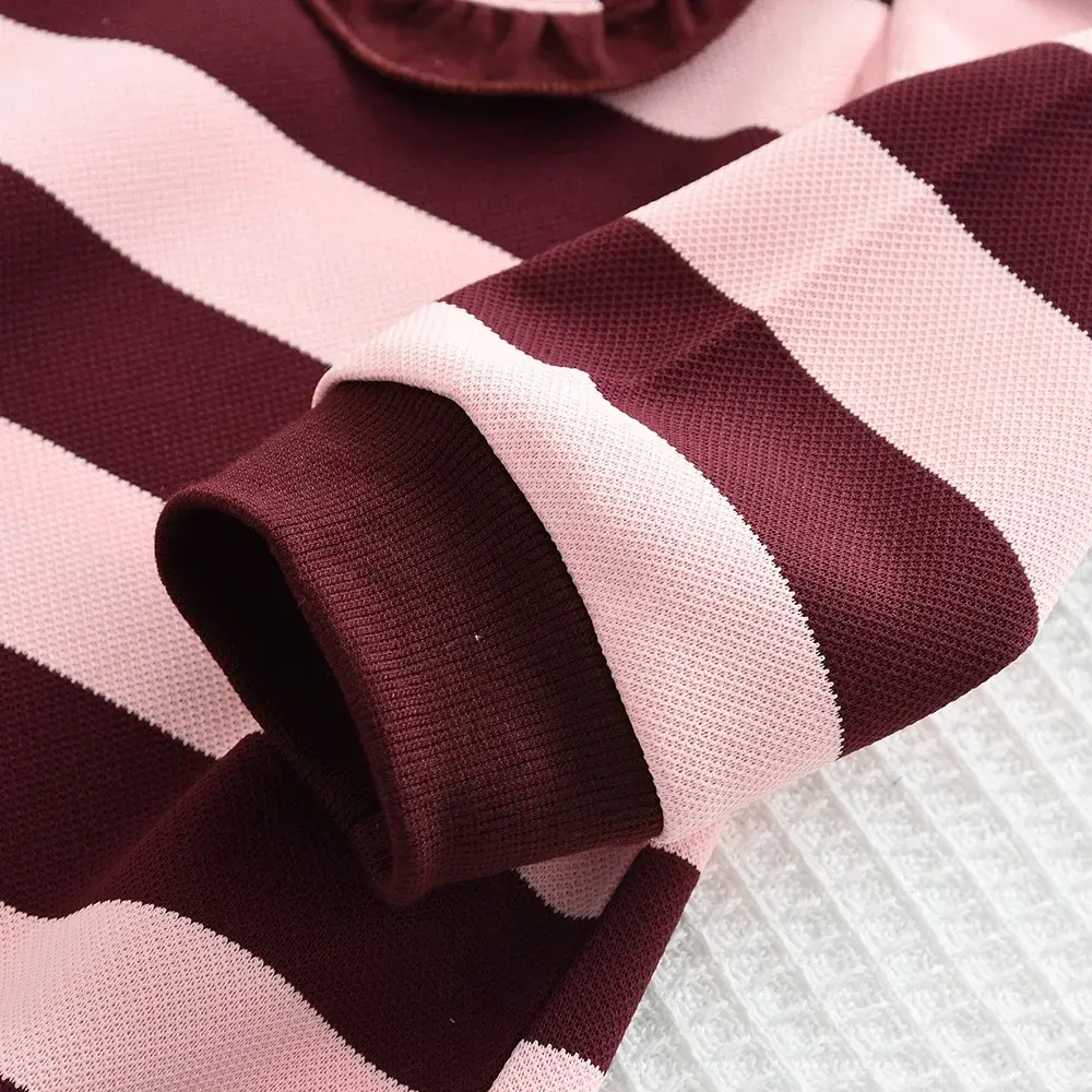 Bear Leader Red Long Sleeved Girls'Dress for 3-7 Years Autumn Fashion Lapel Casual Dresses Spring Striped Children's Clothing