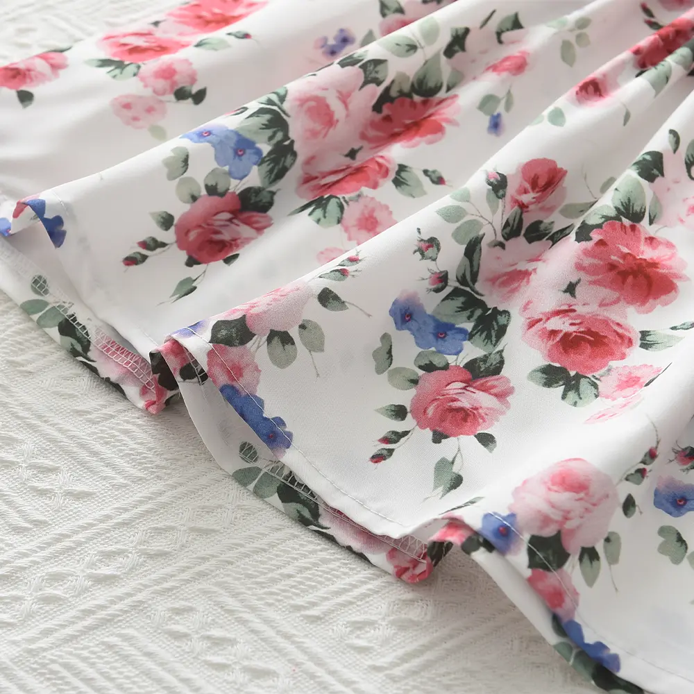 Bear Leader Girl Kids Dress Spring Summer New Girls Lace Sleeve Splicing Floral Dress Casual Fashion Clothes Vestidos 2-6 Years