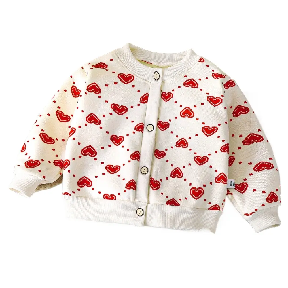 Bear Leader Spring Autumn Kids Sweater Cardigan Long Sleeved Cartoon Love Dinosaur Print Boys' Coat Sweet and Cute Girls Clothes