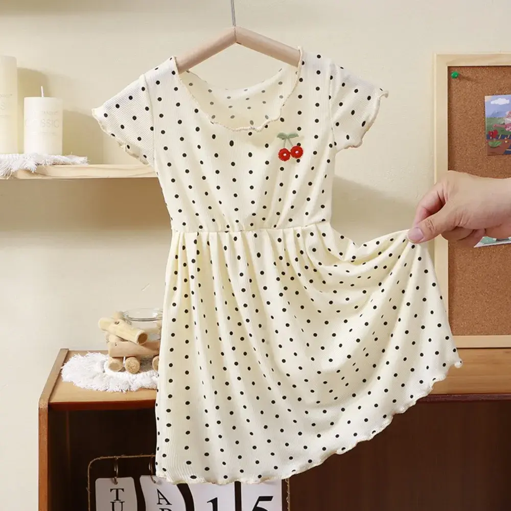Bear Leader Summer Korean Version Kids Clothes Short Sleeved Cherry Polka Dot Printed Girls Casual Dresses Sweet Princess Dress