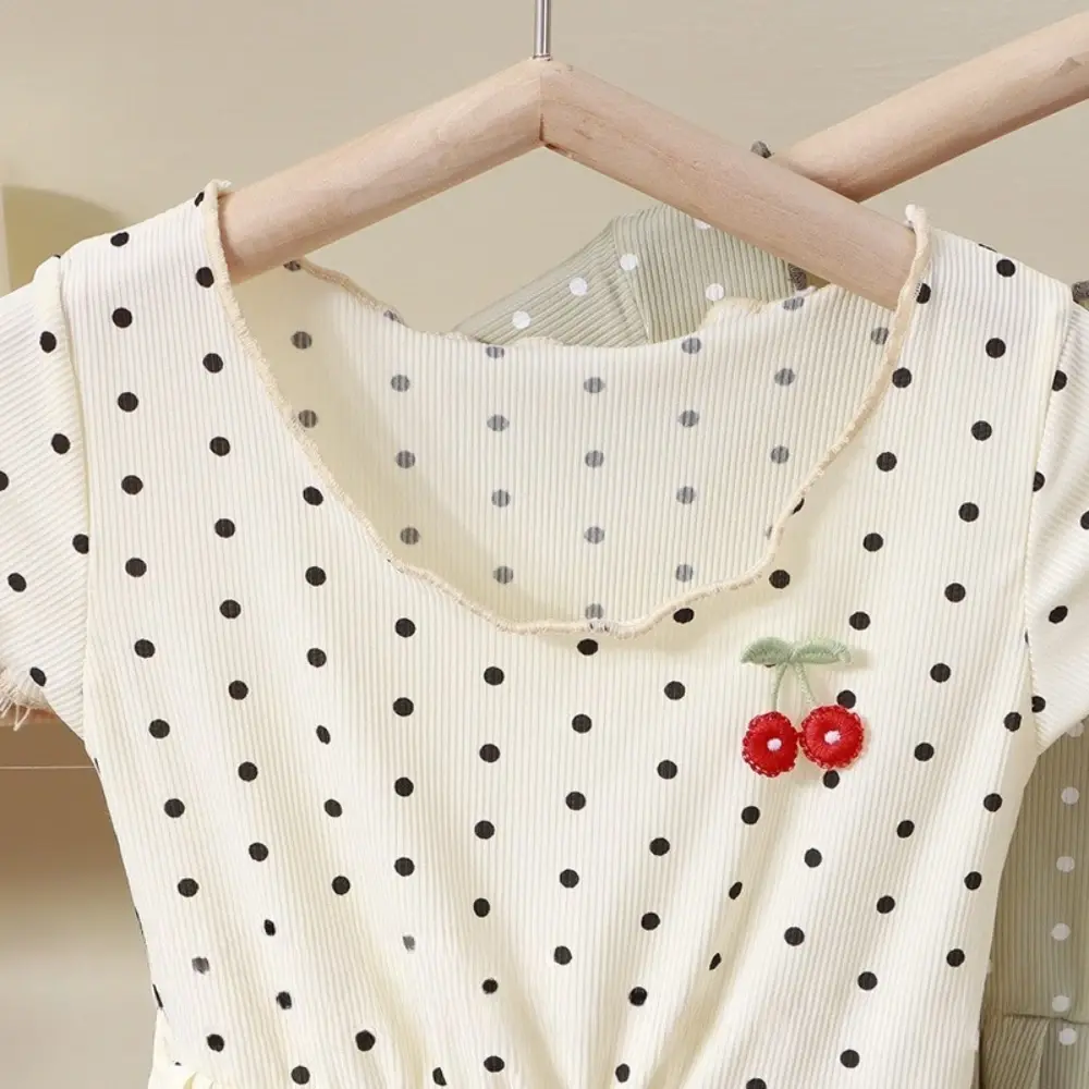 Bear Leader Summer Korean Version Kids Clothes Short Sleeved Cherry Polka Dot Printed Girls Casual Dresses Sweet Princess Dress
