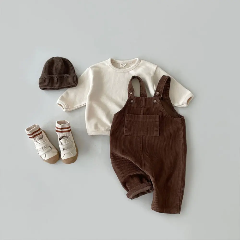 Bear Leader Korean Version Solid Color Casual Baby Boy and Baby Girl Jumpsuit Spring and Autumn Fashion New Casual Overalls