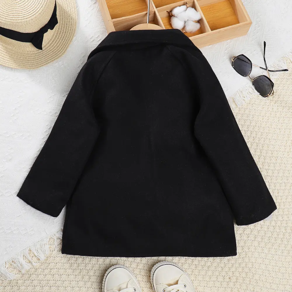 Bear Leader Girls' Woolen Coat 2023 Autumn/Winter New Children's Suit Collar Woolen Solid Coat Children's Fashion Coat