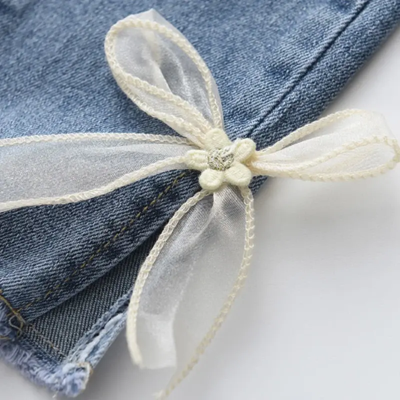 Bear Leader 2-5Y Jeans Girls Elegant Bow Denim Pants Sweet Bowknot Stretch Lovely Spring Child Trousers Toddler Kid Baby Pants