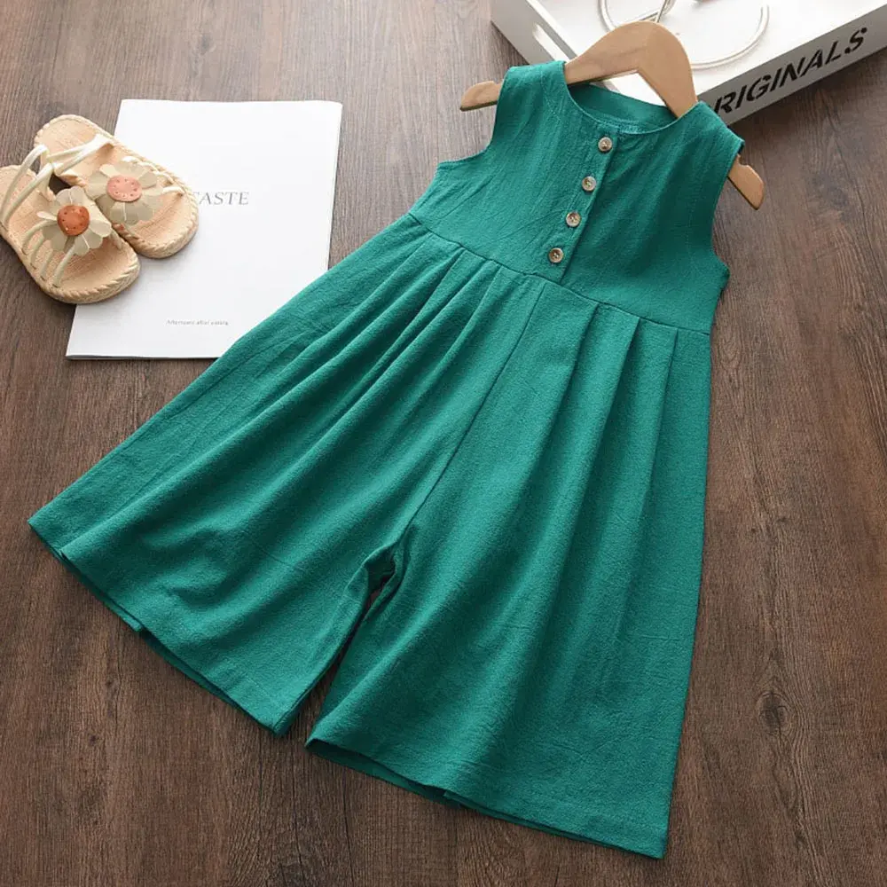 Bear Leader Kids Girls Jumpsuits 2024 New Fashion Girl Baby Casual Bodysuits Children Solid Costumes Sleeveless Clothing 3-7Y