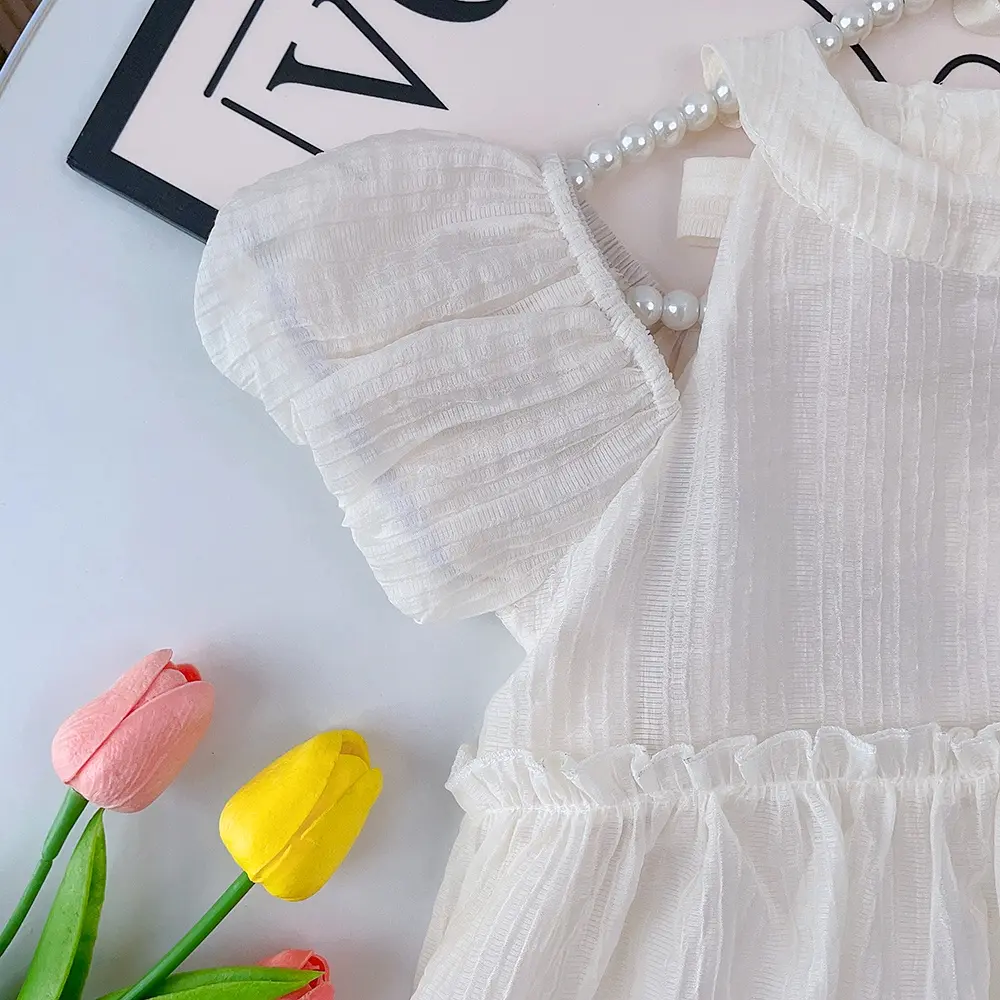 Bear Leader Children's Clothing 2023 New Summer Bubble Sleeves Off Shoulder Lace Suspended Princess Dress 2-7y Girl's Dress