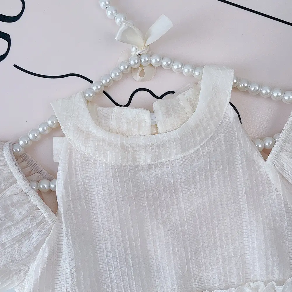 Bear Leader Children's Clothing 2023 New Summer Bubble Sleeves Off Shoulder Lace Suspended Princess Dress 2-7y Girl's Dress