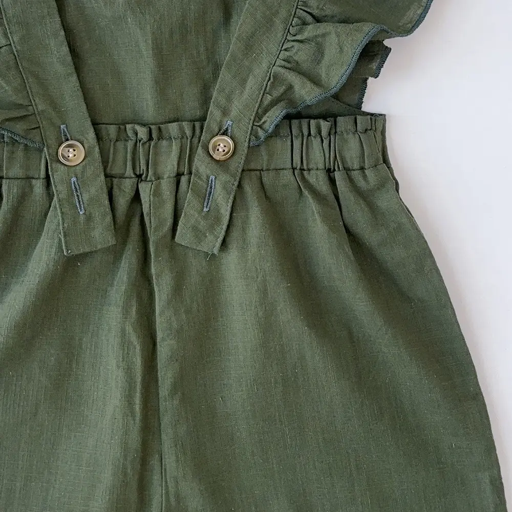 Bear Leader Toddler Girl Clothes Green Sleeveless Square Collar Ear Solid Color Jumpsuit Summer Cute Solid Color Baby's Clothing