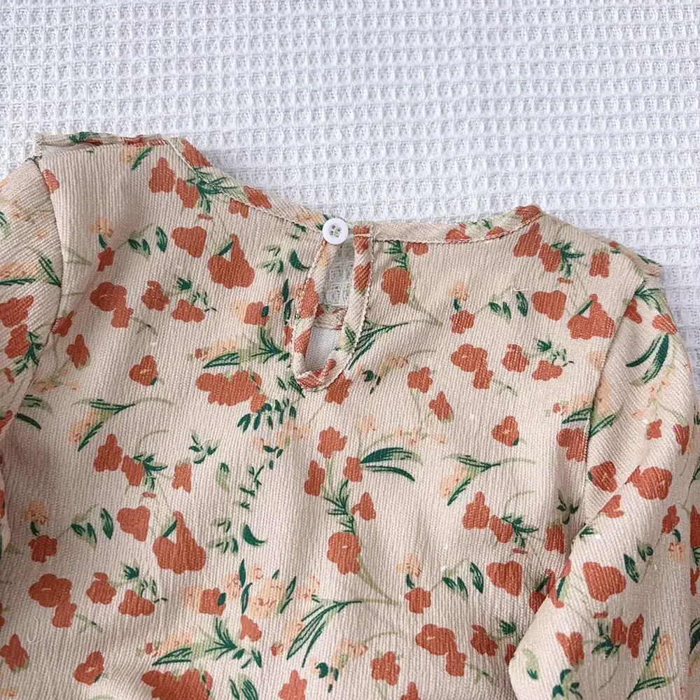 Bear Leader 3-7 Years Old Casual Children's Clothing Autumn Fashion Floral Dresses Long Sleeved Pleated Patchwork Girls' Dress