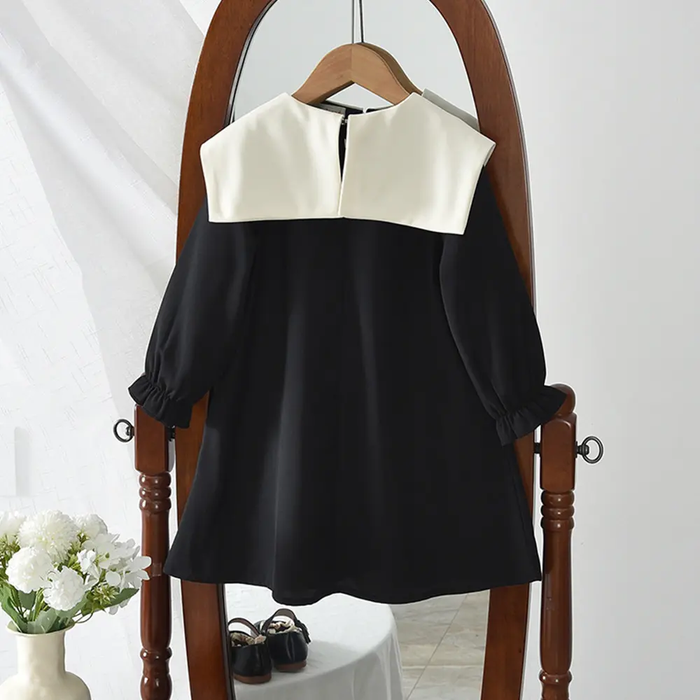Bear Leader Autumn Long Sleeved Casual Girls Clothes Fashionable and Elegant Princess Dress Bow Lapel Children's Clothing