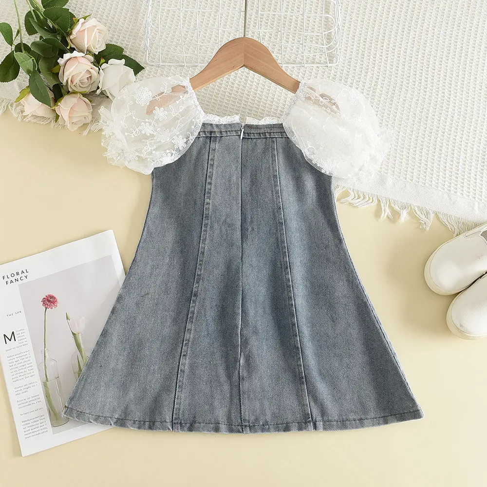 Bear Leader Summer Girl Princess Dresses Children's Embroidery Three Dimensional Flower Lace Mesh Dress 2-6 Years