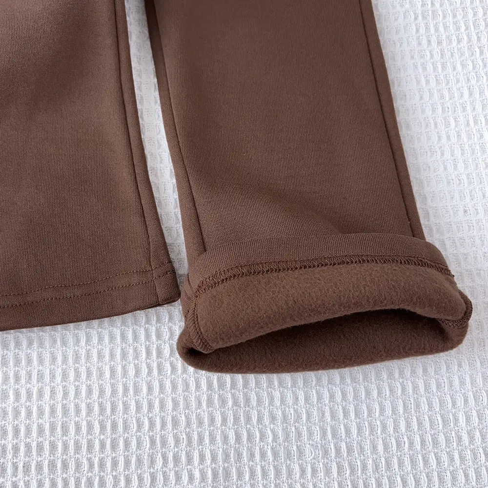 Bear Leader 2024 Autumn and Winter New Girls' Clothing Set Thick Brown Hooded Sweatshirt with Lace Hem and Pants 2P Clothing Set