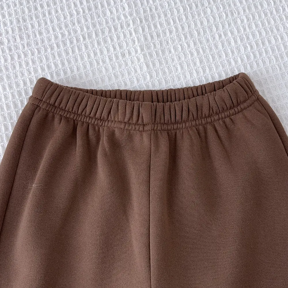 Bear Leader 2024 Autumn and Winter New Girls' Clothing Set Thick Brown Hooded Sweatshirt with Lace Hem and Pants 2P Clothing Set