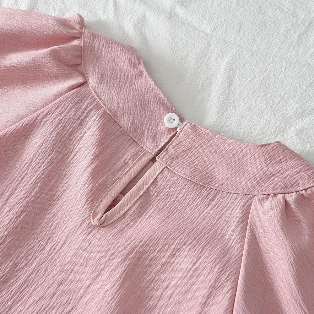 Bear Leader Autumn Pink Sweet and Cute Princess Dresses Korean Edition Fashion Solid Color Bow Decoration Kids Casual Dress