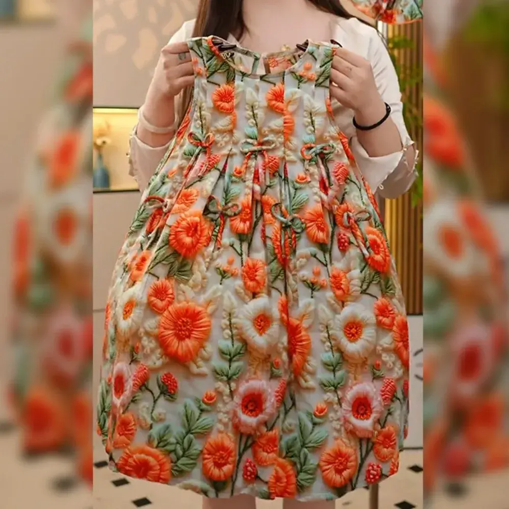 Bear Leader Fashion Flower Printed Princess Dress Korean Version New Children's Clothing Summer Sleeveless Girls Casual Dresses