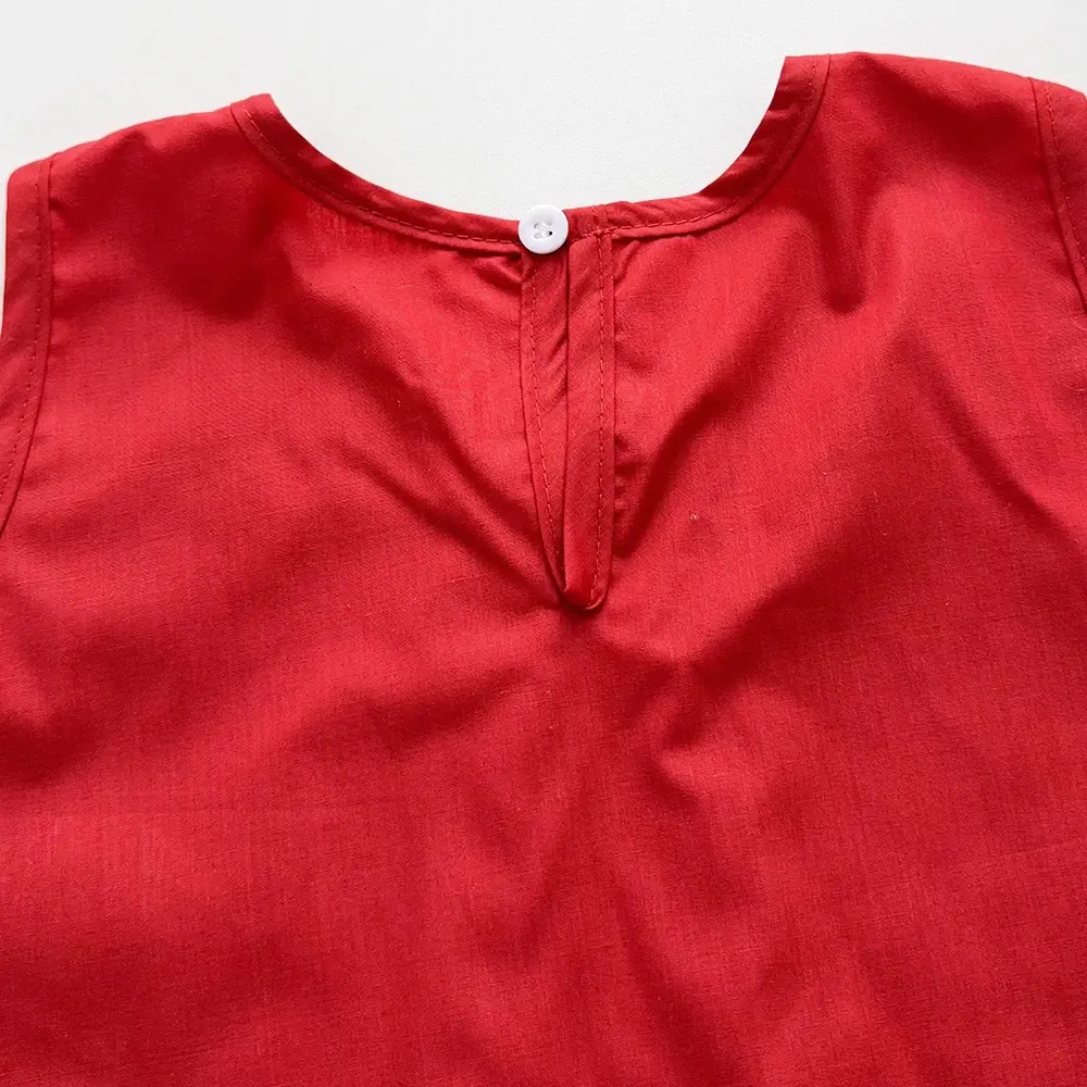 Bear Leader Summer Casual Girls Clothes Korean Version Simple Children's Clothing Red Sleeveless Tassel Top+Flower Print Pants