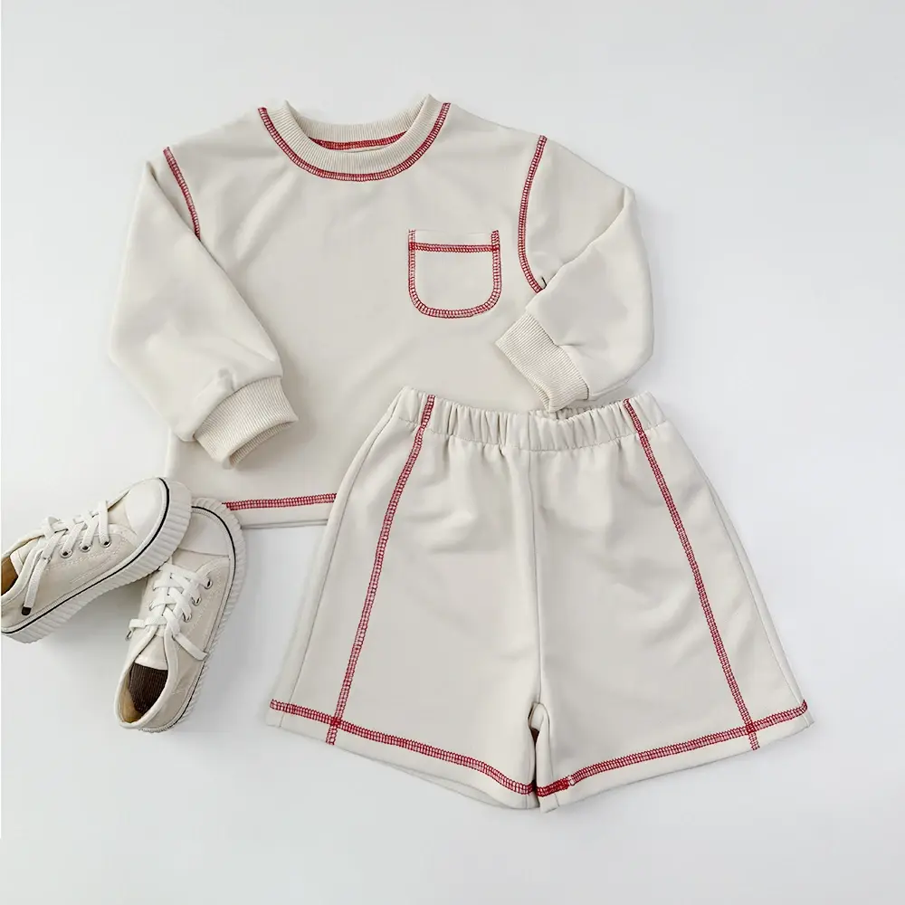 Bear Leader Korean Casual Girls Sports Suit Autumn Children's Clothing Fashion New Long Sleeved Solid Color Top+Shorts 2Pcs Set