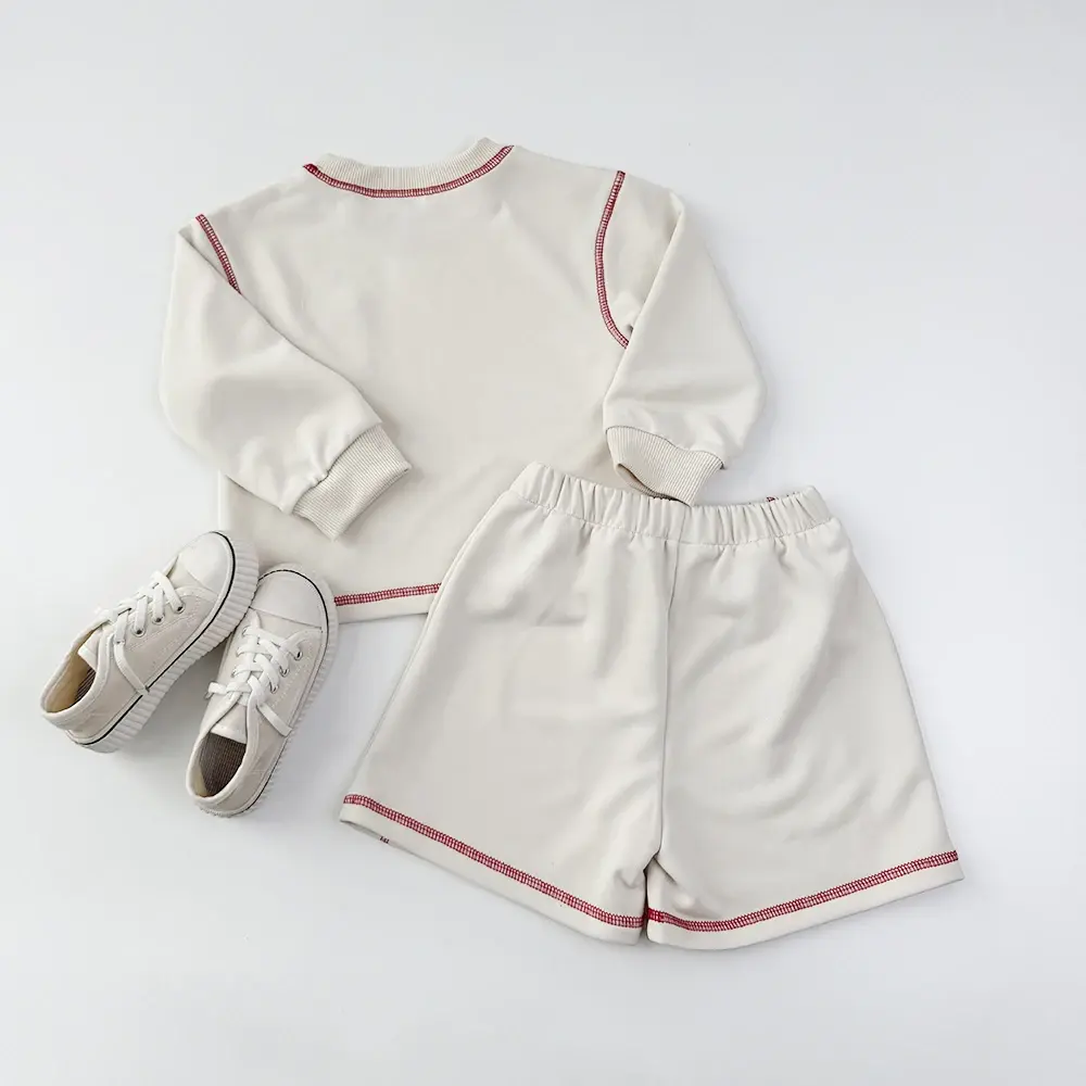 Bear Leader Korean Casual Girls Sports Suit Autumn Children's Clothing Fashion New Long Sleeved Solid Color Top+Shorts 2Pcs Set