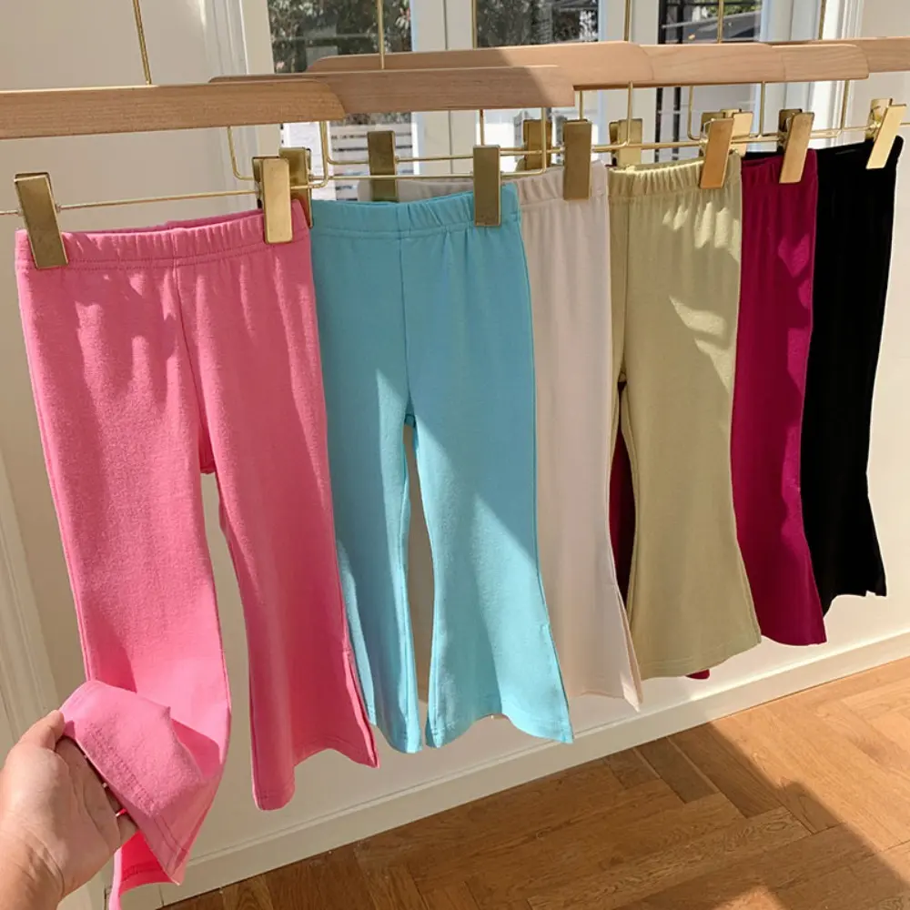 Bear Leader 3-7 Years Old Autumn New Children's Clothing Fashion Solid Color Bell Bottom Pants Candy Color Casual Girls Clothes