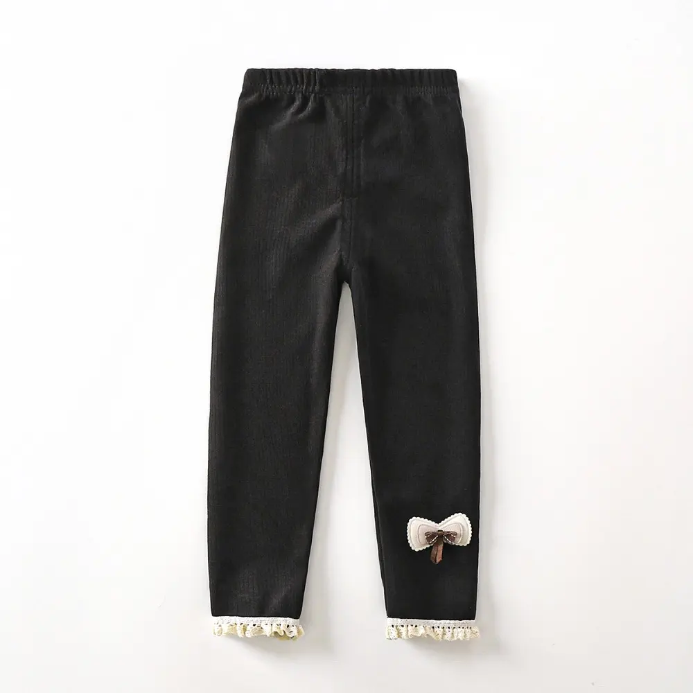 Bear Leader Autumn New Children's Leggings Korean Version Bow Decoration Solid Color Outer Pants Casual Children's Clothing