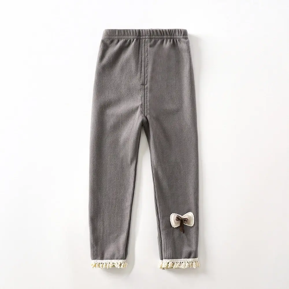 Bear Leader Autumn New Children's Leggings Korean Version Bow Decoration Solid Color Outer Pants Casual Children's Clothing