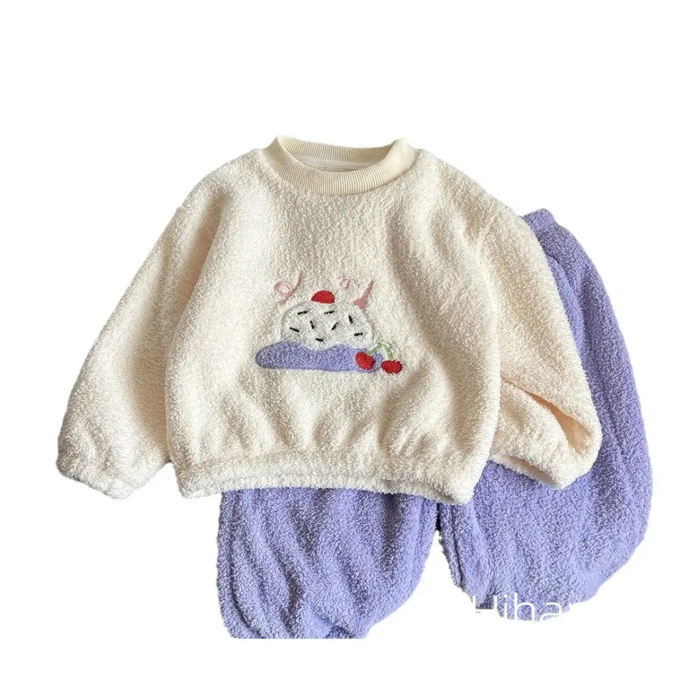 Bear Leader Autumn and Winter Girls Clothes Cartoon Printed Long Sleeved Round Neck Top+Pants Home Casual Children's Clothing