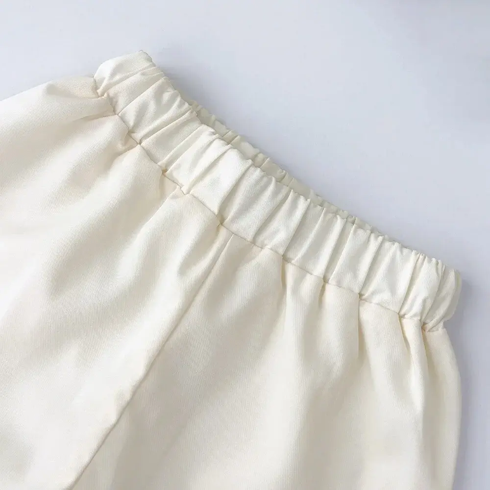 Bear Leader Summer Girls White Clothes 3D Flower Sleeveless Vest+Shorts 2-piece Set Korean Version Plain Children's Clothing