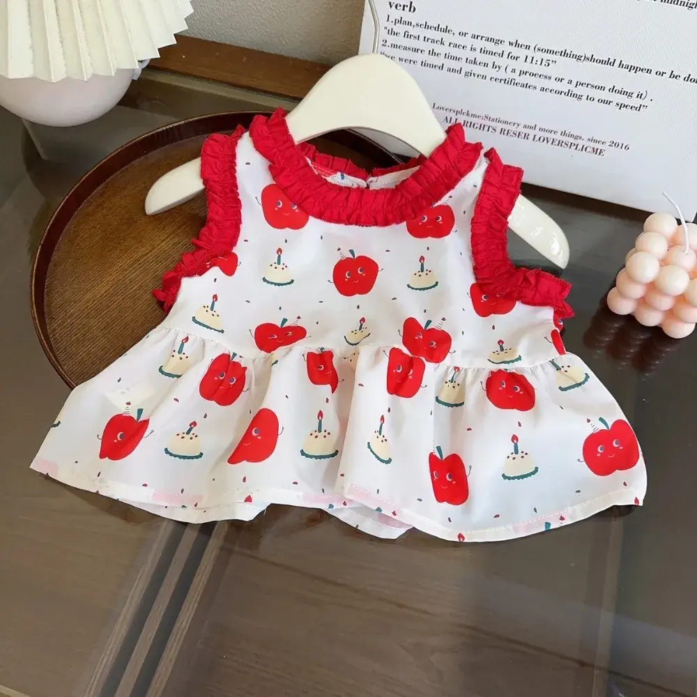 Bear Leader 2-7 Years Old Red Kids Clothes Girls Summer Cartoon Printed Sleeveless Top+Shorts+Pants Fashionable Three Piece Set