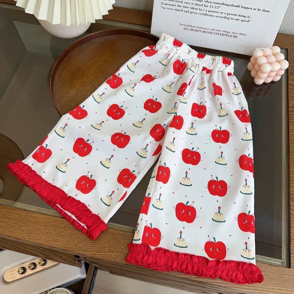 Bear Leader 2-7 Years Old Red Kids Clothes Girls Summer Cartoon Printed Sleeveless Top+Shorts+Pants Fashionable Three Piece Set