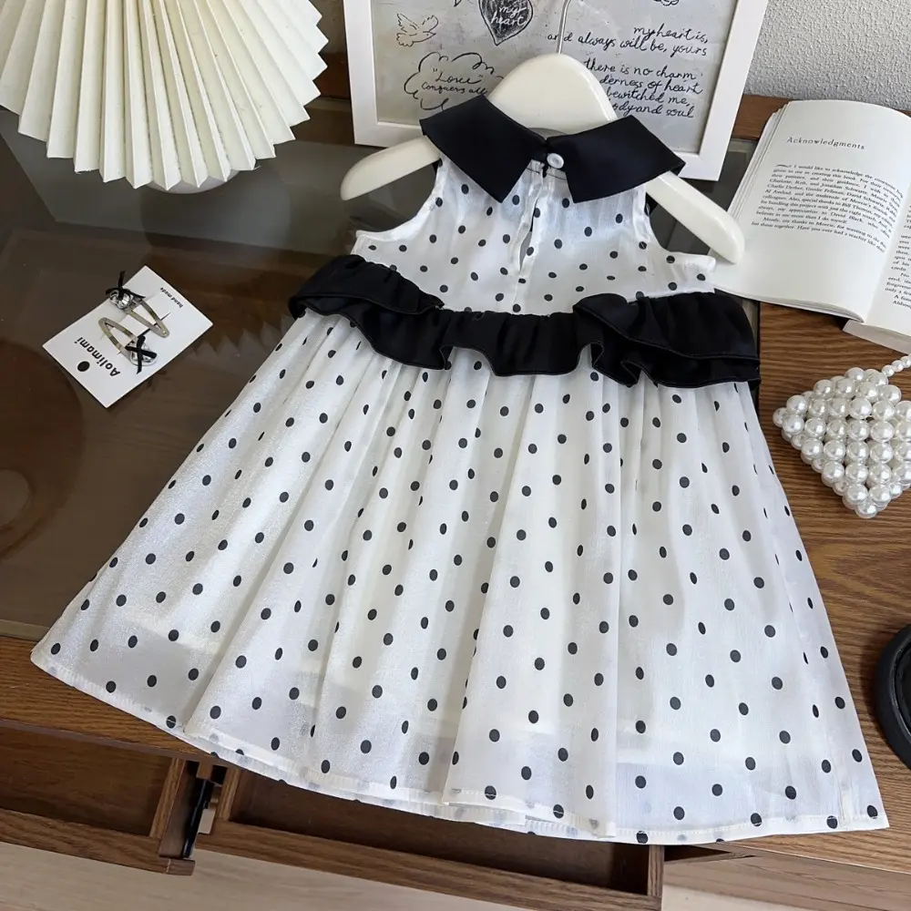Bear Leader Korean Version Sleeveless Cute Kids Clothes Girls' Casual Dresses Summer New Fashion Polka Dot Vest Princess Dress