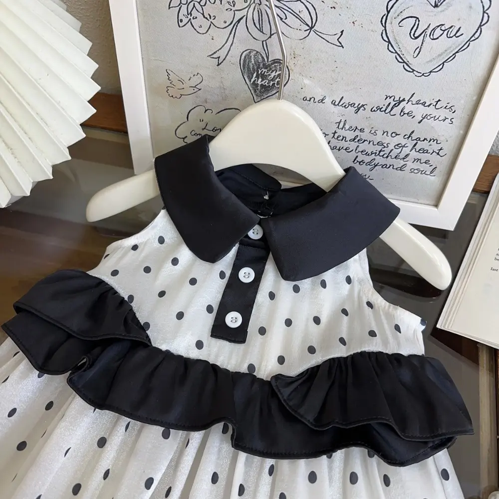 Bear Leader Korean Version Sleeveless Cute Kids Clothes Girls' Casual Dresses Summer New Fashion Polka Dot Vest Princess Dress