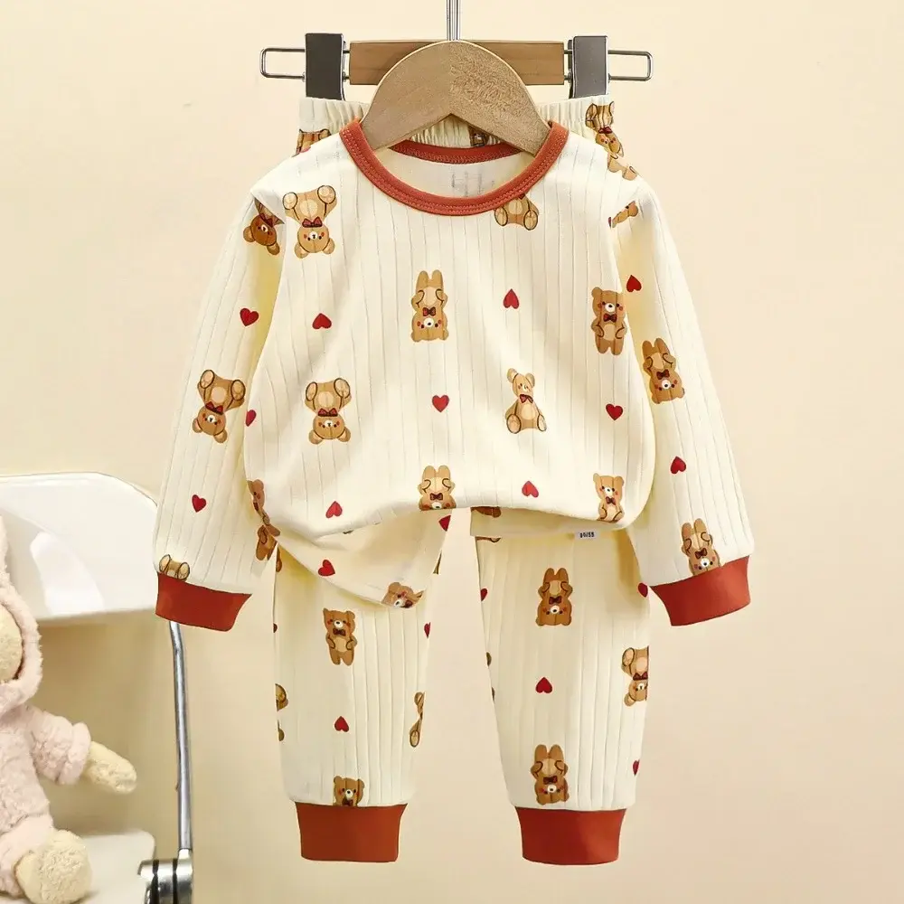 Bear Leader Autumn New Children's Pajama Set Cute Girls' Clothing Cartoon Printed Long Sleeve Top+Pants Boys' Home Clothes