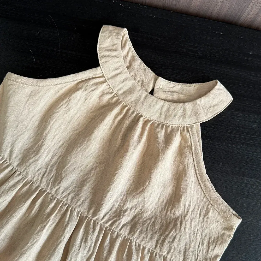 Bear Leader Korean Version Plain Princess Dress Summer Solid Color Neck Hanging Girls Clothes 3-7 Years Kids Fashion Wear