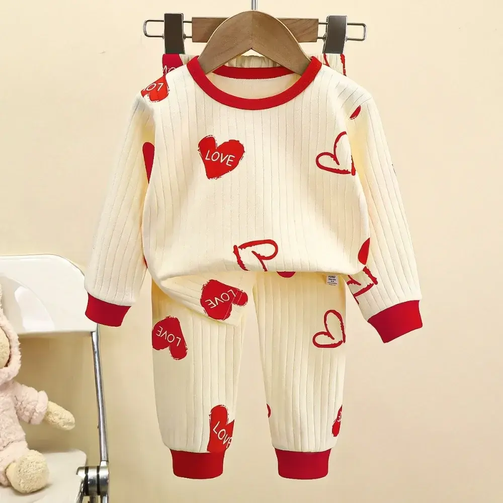 Bear Leader Autumn New Children's Pajama Set Cute Girls' Clothing Cartoon Printed Long Sleeve Top+Pants Boys' Home Clothes