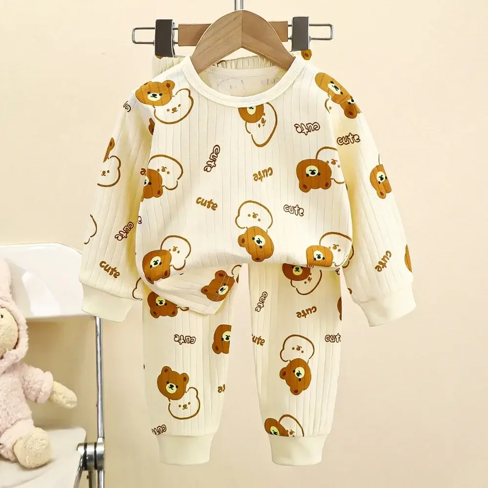 Bear Leader Autumn New Children's Pajama Set Cute Girls' Clothing Cartoon Printed Long Sleeve Top+Pants Boys' Home Clothes