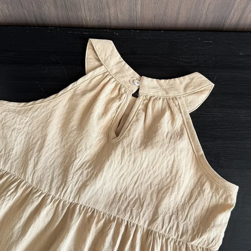 Bear Leader Korean Version Plain Princess Dress Summer Solid Color Neck Hanging Girls Clothes 3-7 Years Kids Fashion Wear