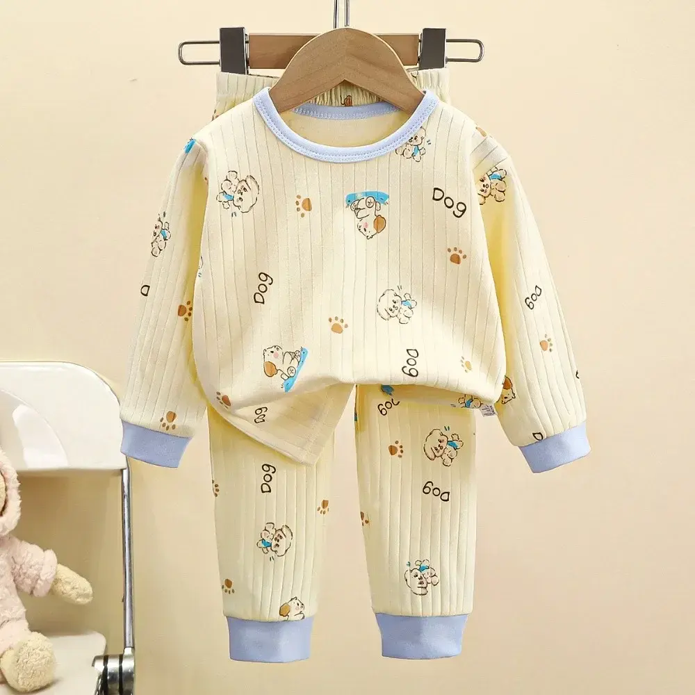Bear Leader Autumn New Children's Pajama Set Cute Girls' Clothing Cartoon Printed Long Sleeve Top+Pants Boys' Home Clothes