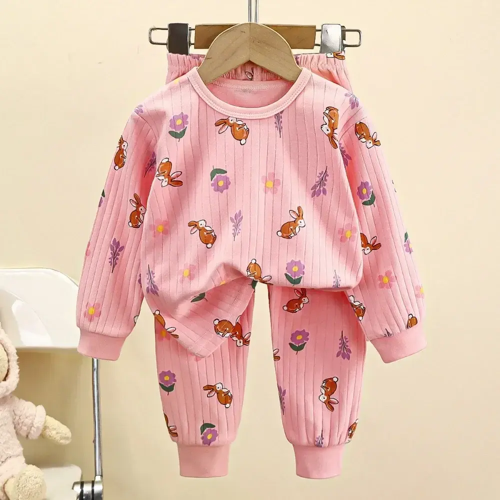Bear Leader Autumn New Children's Pajama Set Cute Girls' Clothing Cartoon Printed Long Sleeve Top+Pants Boys' Home Clothes