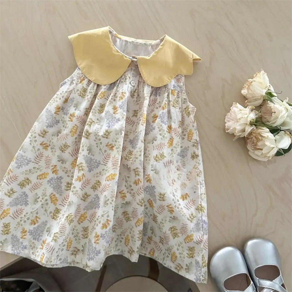 Bear Leader Korean Version Children's Clothing Sweet and Cute Flower Print Baby Girl Dress Summer Sleeveless Kids Casual Dresses
