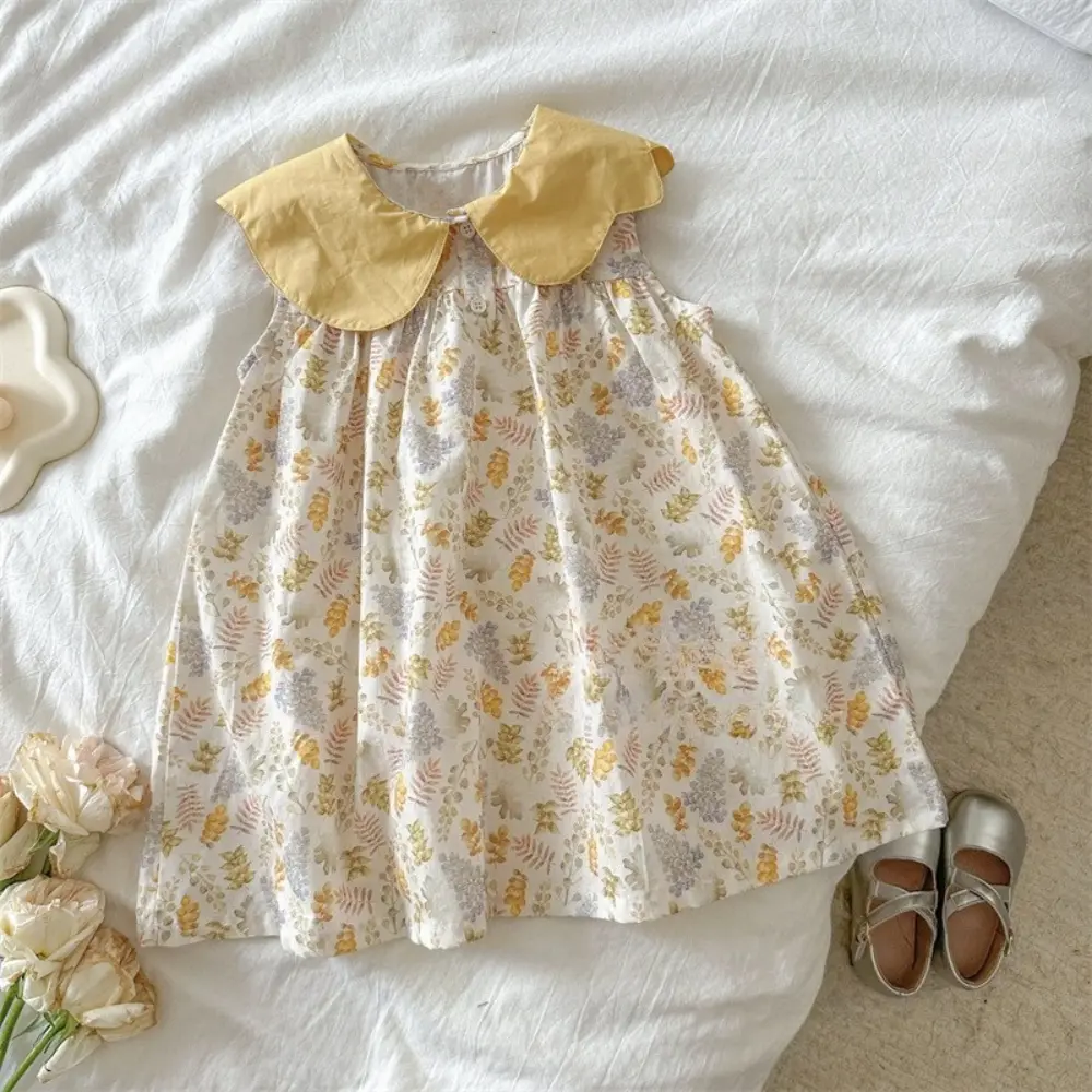 Bear Leader Korean Version Children's Clothing Sweet and Cute Flower Print Baby Girl Dress Summer Sleeveless Kids Casual Dresses