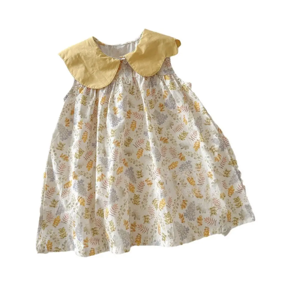 Bear Leader Korean Version Children's Clothing Sweet and Cute Flower Print Baby Girl Dress Summer Sleeveless Kids Casual Dresses