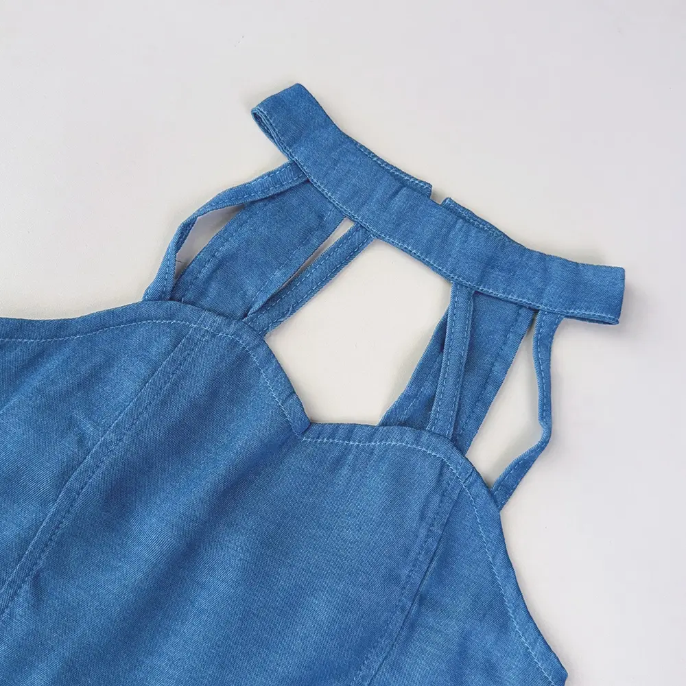 Bear Leader 3-7 Year Old Fashionable New Children's Clothing Blue Girls Clothes Hanging Neck Top+Flared Pants Two-piece Set