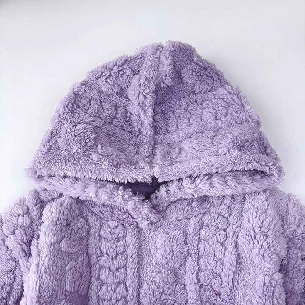 Bear Leader Purple Plush Jacquard Top+Pants 2-piece Set for Autumn and Winter Home Girls Clothes Casual Pajamas 3-7 Years Old