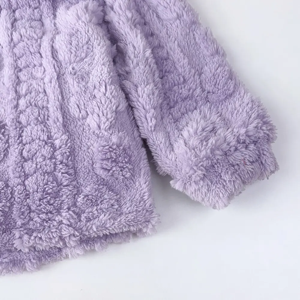 Bear Leader Purple Plush Jacquard Top+Pants 2-piece Set for Autumn and Winter Home Girls Clothes Casual Pajamas 3-7 Years Old