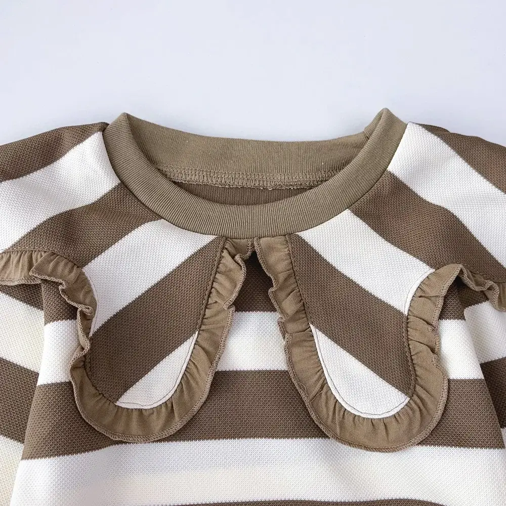 Bear Leader 3-7 Years Old Korean Style Girls Casual Clothes Autumn New Long Sleeved Striped Top+solid Color Pants 2-piece Set