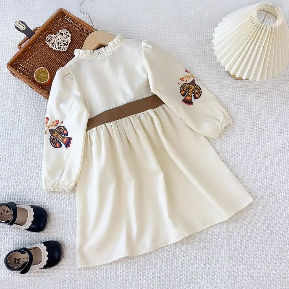 Bear Leader 3-7 Years Baby Girls Clothes Retro Flower Bird Print Dresses Autumn Casual Long Sleeves Kids Outfits Fahsion Wear