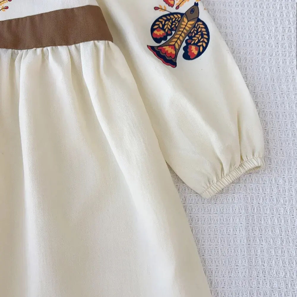 Bear Leader 3-7 Years Baby Girls Clothes Retro Flower Bird Print Dresses Autumn Casual Long Sleeves Kids Outfits Fahsion Wear