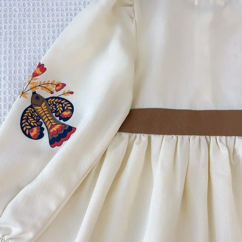 Bear Leader 3-7 Years Baby Girls Clothes Retro Flower Bird Print Dresses Autumn Casual Long Sleeves Kids Outfits Fahsion Wear